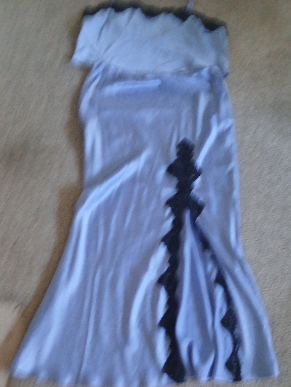 Victoria's Secret Light Blue Maxi Dress with Black Lace Accents